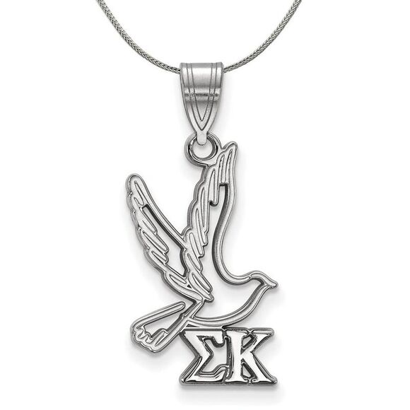 Sterling Silver Sigma Kappa Medium Pendant Necklace - 24 Inch - Picture 1 of 8